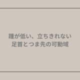 踵が低い、立ちきれない：足首とつま先の可動域